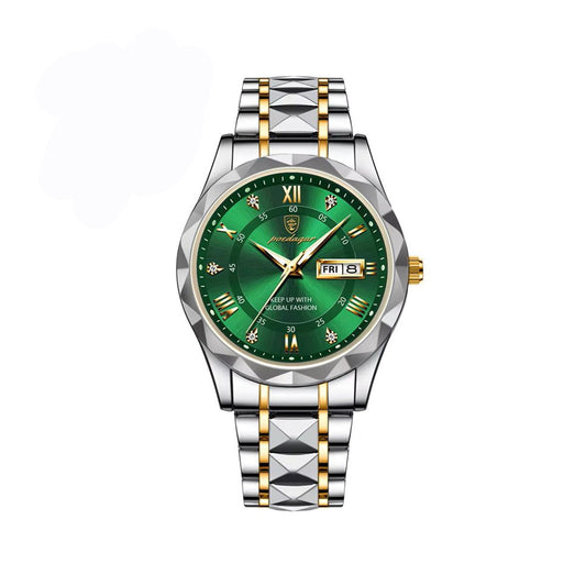 POEDAGAR 615 Quartz Luminous Stainless Steel Men's Watch-Green
