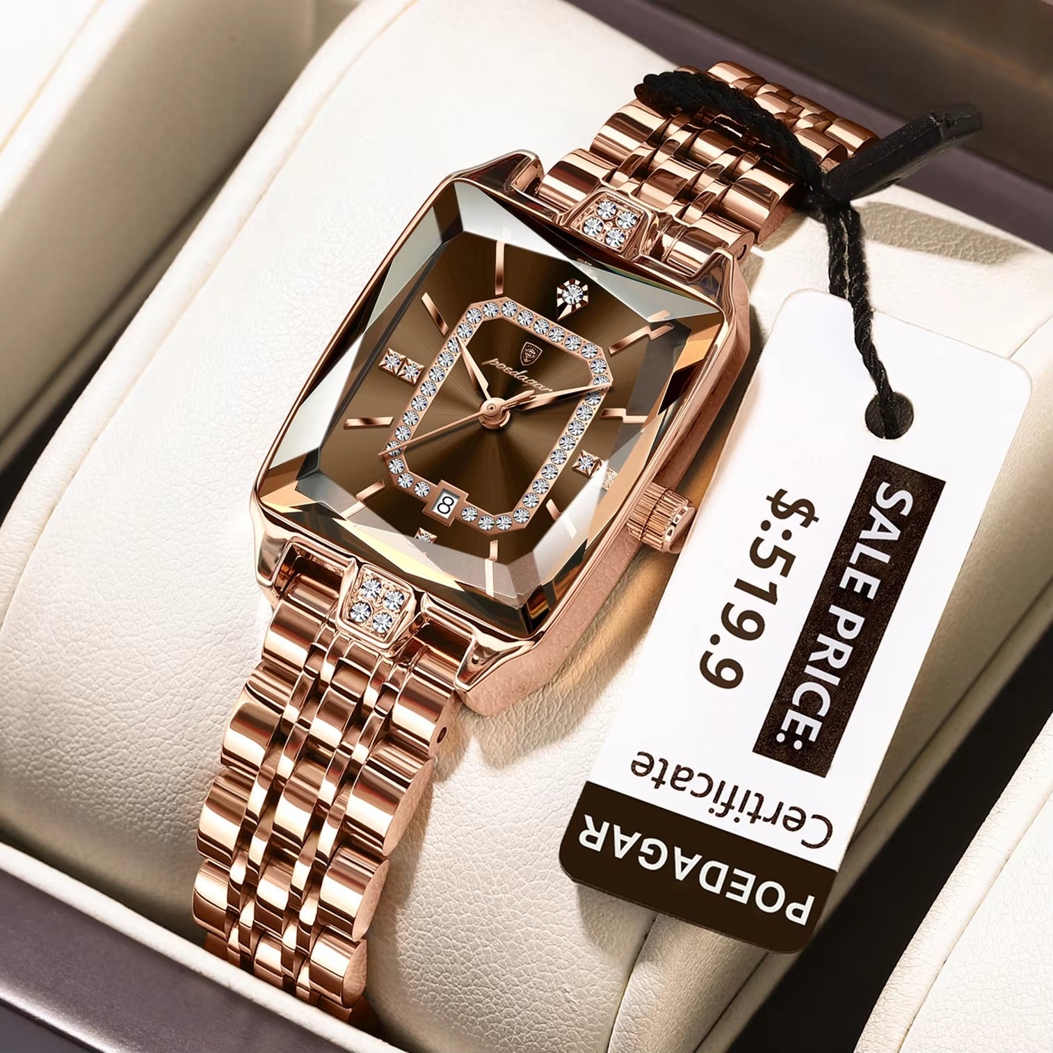POEDAGAR 785 Unique Design Luxury Quartz Ladies Watch-Brown