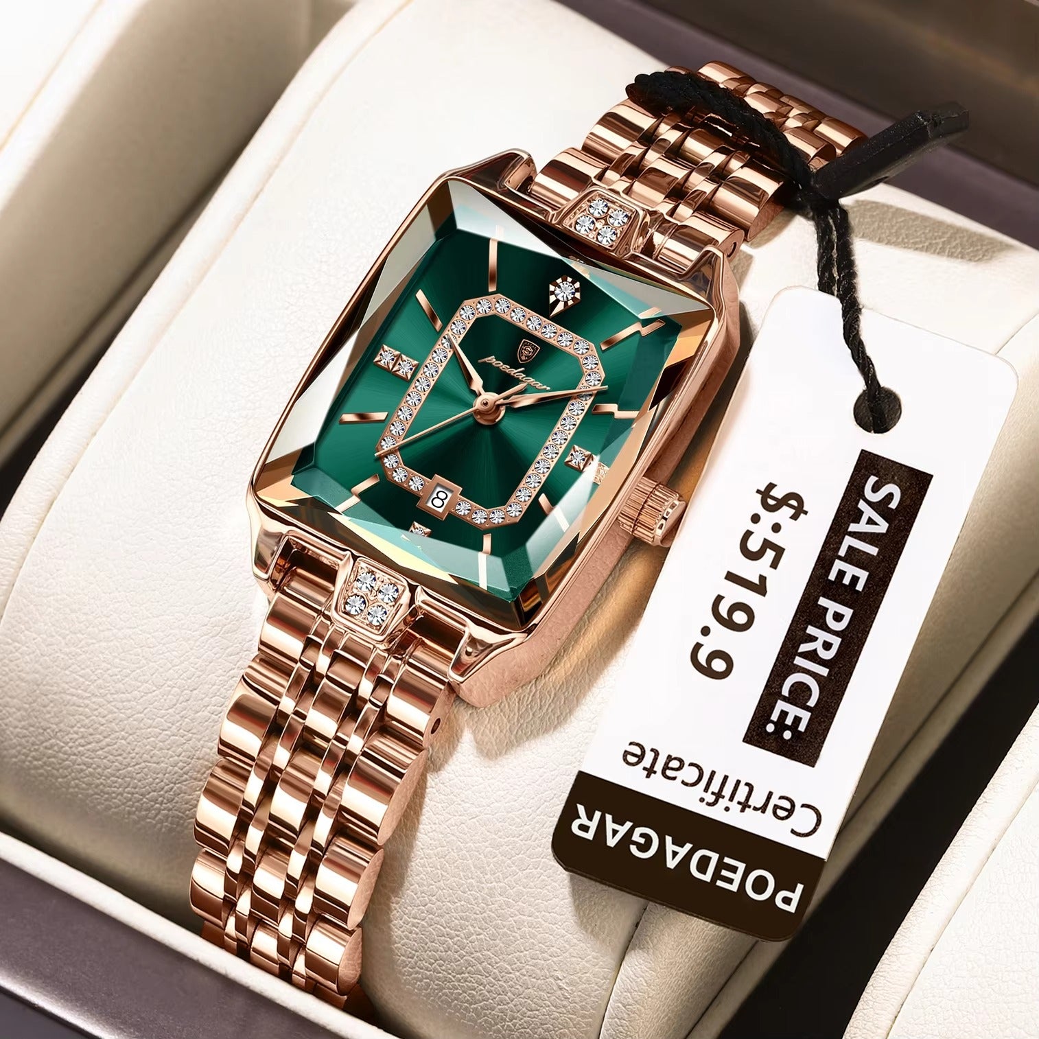 POEDAGAR 785 Unique Design Luxury Quartz Ladies Watch-Green