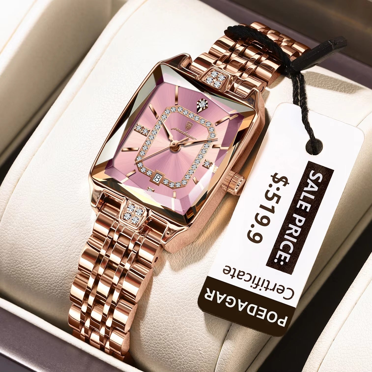 POEDAGAR 785 Unique Design Luxury Quartz Ladies Watch-Pink