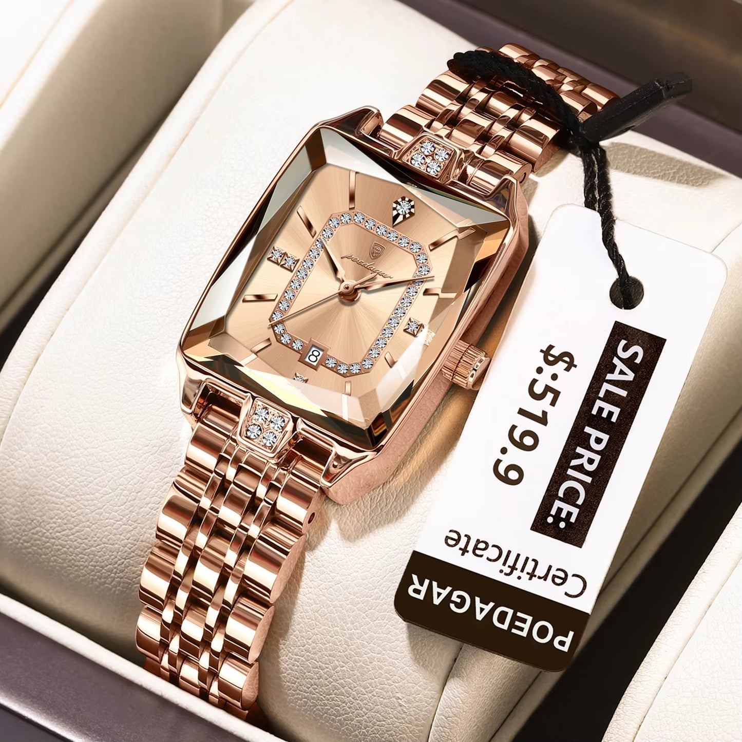 POEDAGAR 785 Unique Design Luxury Quartz Ladies Watch-Rose Gold