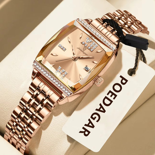 POEDAGAR 795 Luxury Fashion Crystal Stone Ladies Watch-Rose Gold