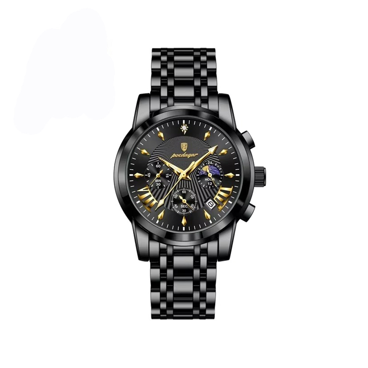 POEDAGAR 813 Luminous Date Chronograph Men's Watch-Black