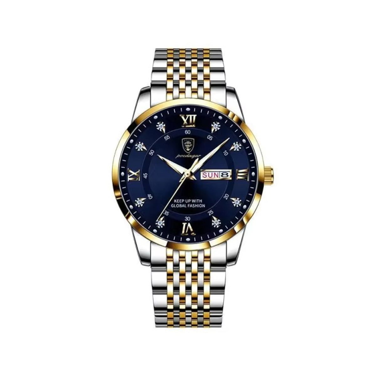 POEDAGAR 836 New Classical Style Quartz Watch For Men-Gold Blue