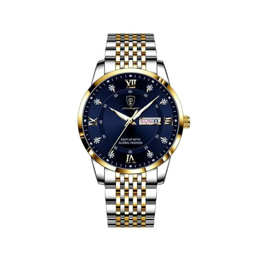 POEDAGAR 836 New Classical Style Quartz Watch For Men-Gold Blue