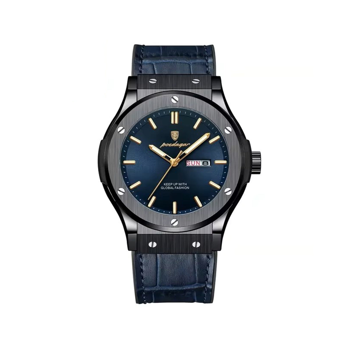 POEDAGAR 952 Silicone Leather Casual Quartz Watch For Men