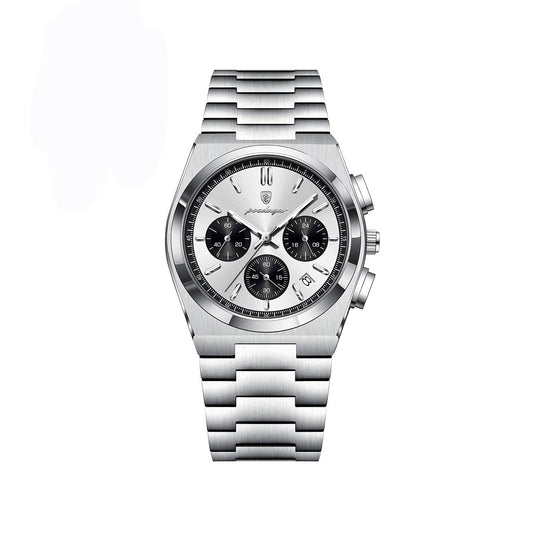 POEDAGAR 970 Luminous Date Chronograph Stainless Steel Men's Watch-Silver