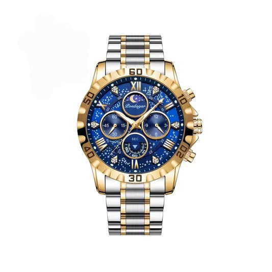 POEDAGAR 973 New Luxury Stainless Steel Chronograph Men's Watch-Blue