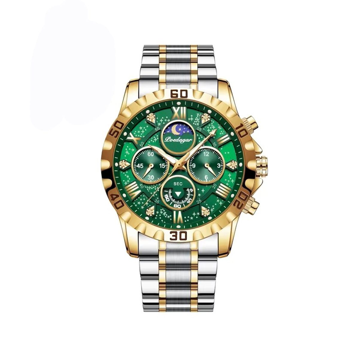 POEDAGAR 973 New Luxury Stainless Steel Chronograph Men's Watch-Green