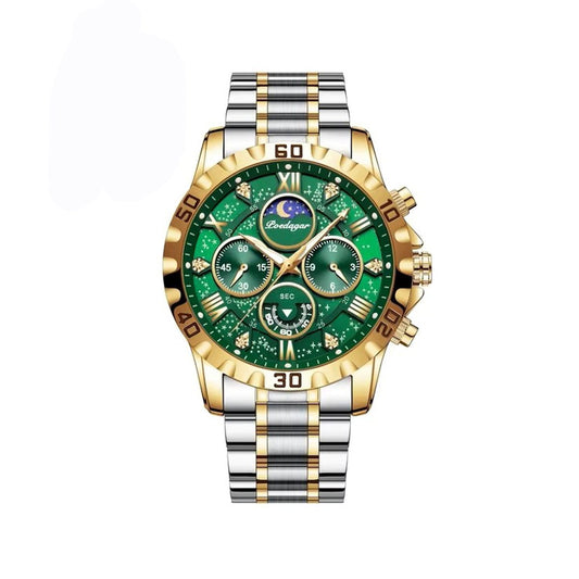 POEDAGAR 973 New Luxury Stainless Steel Chronograph Men's Watch-Green