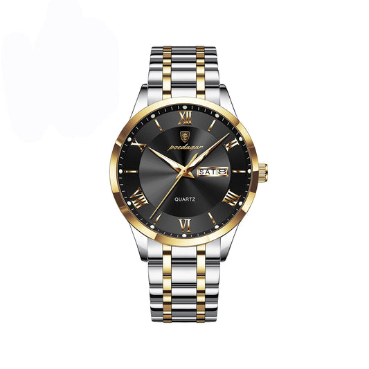 POEDAGAR 978 Business Quartz Men's Watch-Gold Black