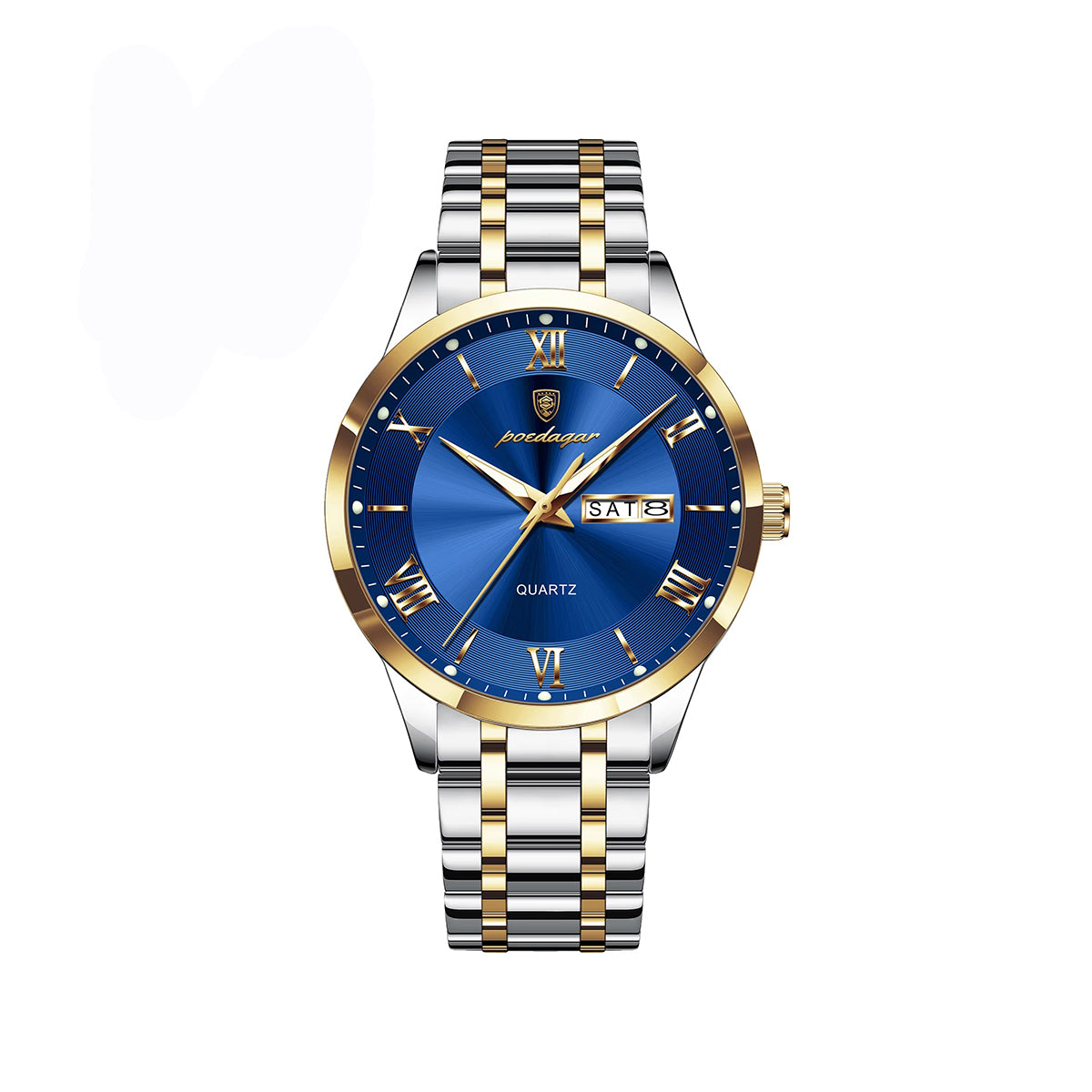 POEDAGAR 978 Business Quartz Men's Watch-Gold Blue
