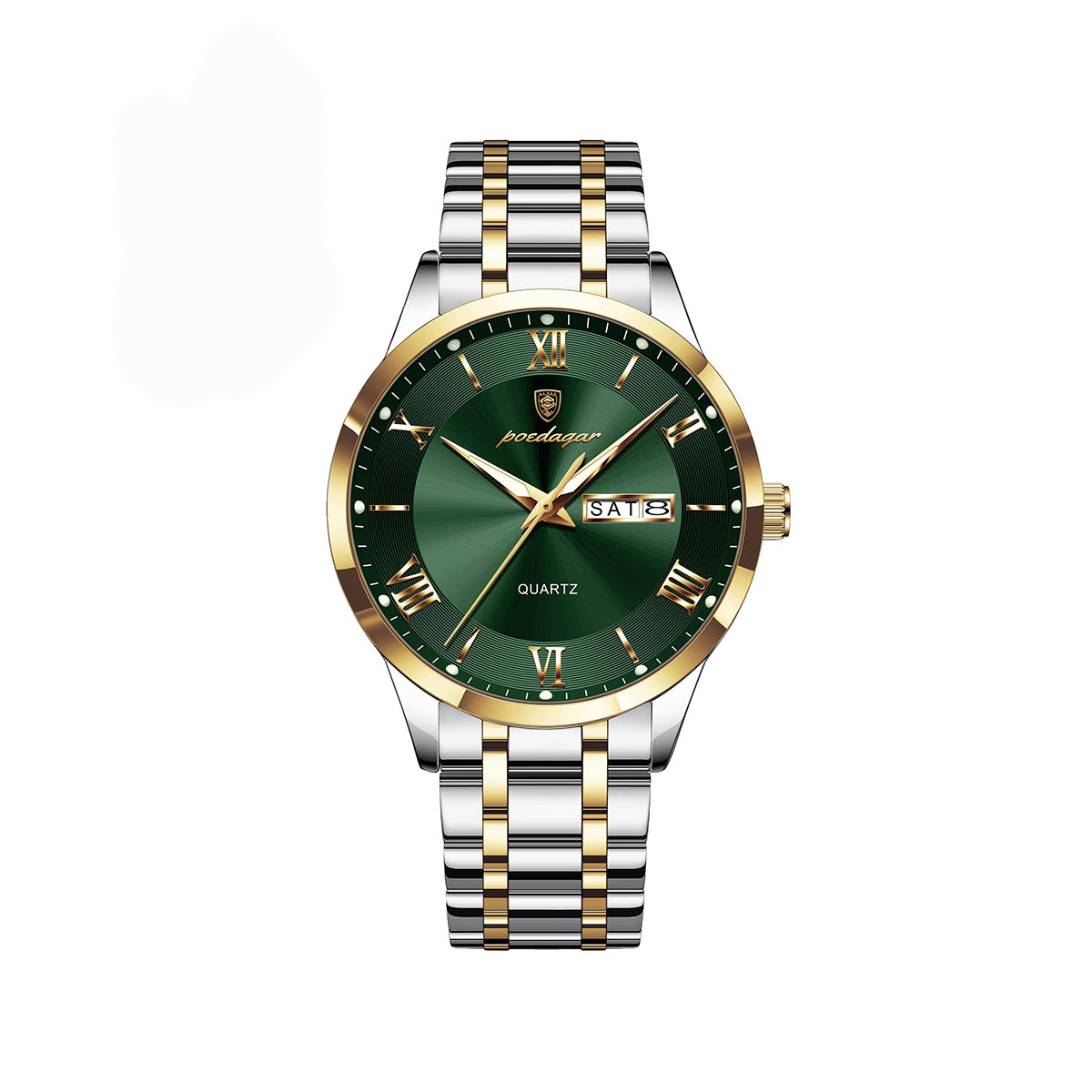 POEDAGAR 978 Business Quartz Men's Watch-Gold Green