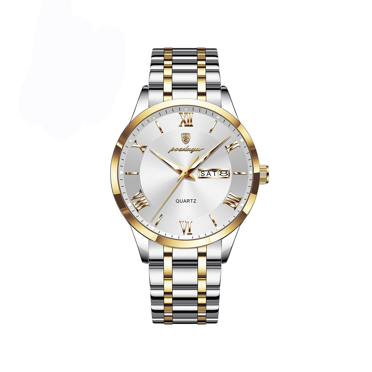 POEDAGAR 978 Business Quartz Men's Watch-Gold Silver