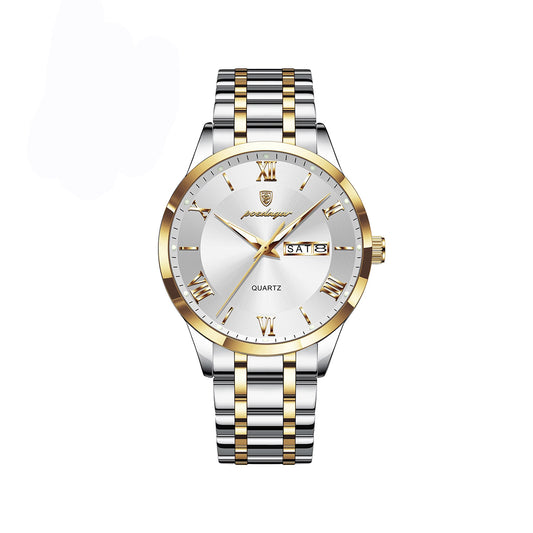 POEDAGAR 978 Business Quartz Men's Watch-Gold Silver