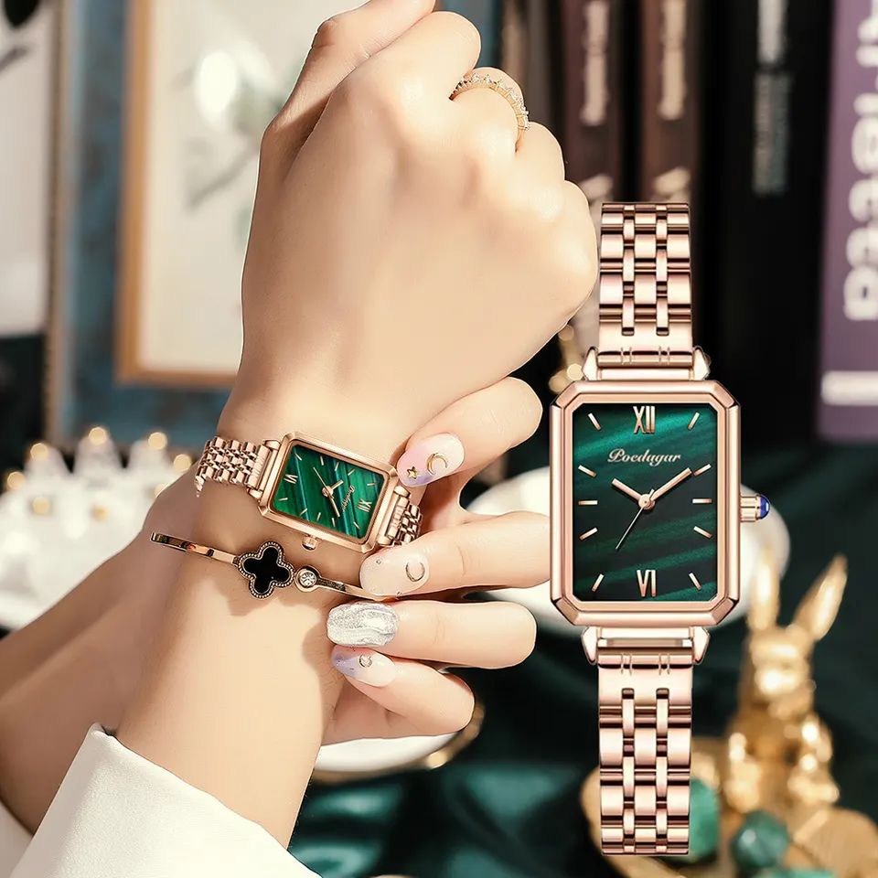 POEDAGAR 622 Elegant Ladies Stylish Watch- Rose Gold & Green