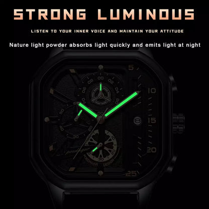 Poedagar 628 Quartz Leather Strap Minimalist Ultra thin Wrist Watches for Men’s- Black & Rose Gold