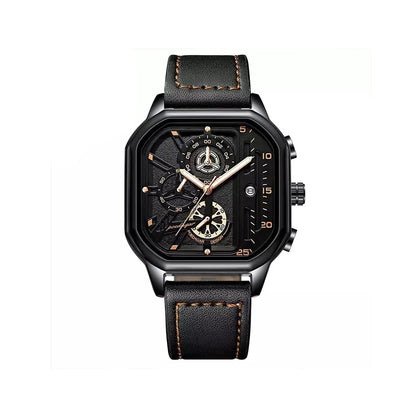 Poedagar 628 Quartz Leather Strap Minimalist Ultra thin Wrist Watches for Men’s- Black & Rose Gold