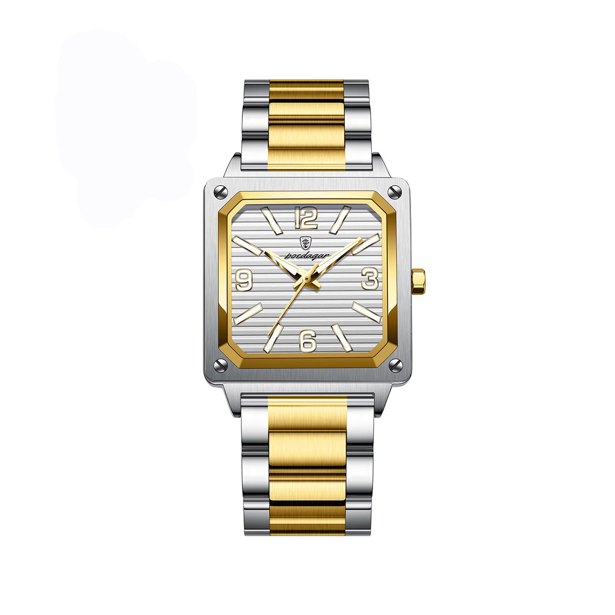 Poedagar 870 Luminous Square Stainless Steel Men's Watch-Gold White