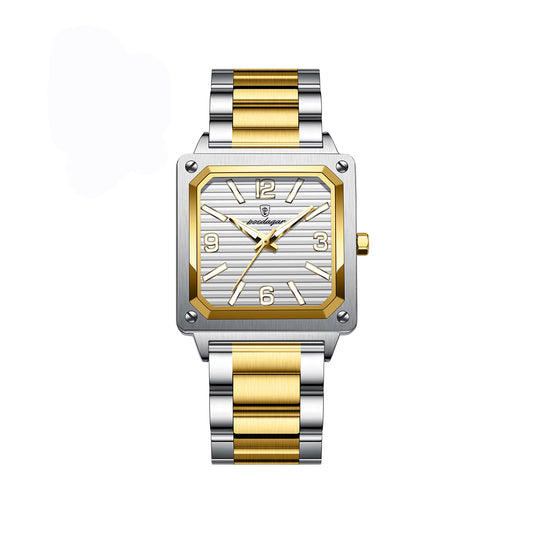 Poedagar 870 Luminous Square Stainless Steel Men's Watch-Gold White