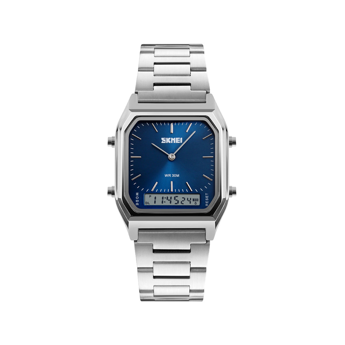 SKMEI 1220 Stainless Steel Dual Display Casual Watch-Blue