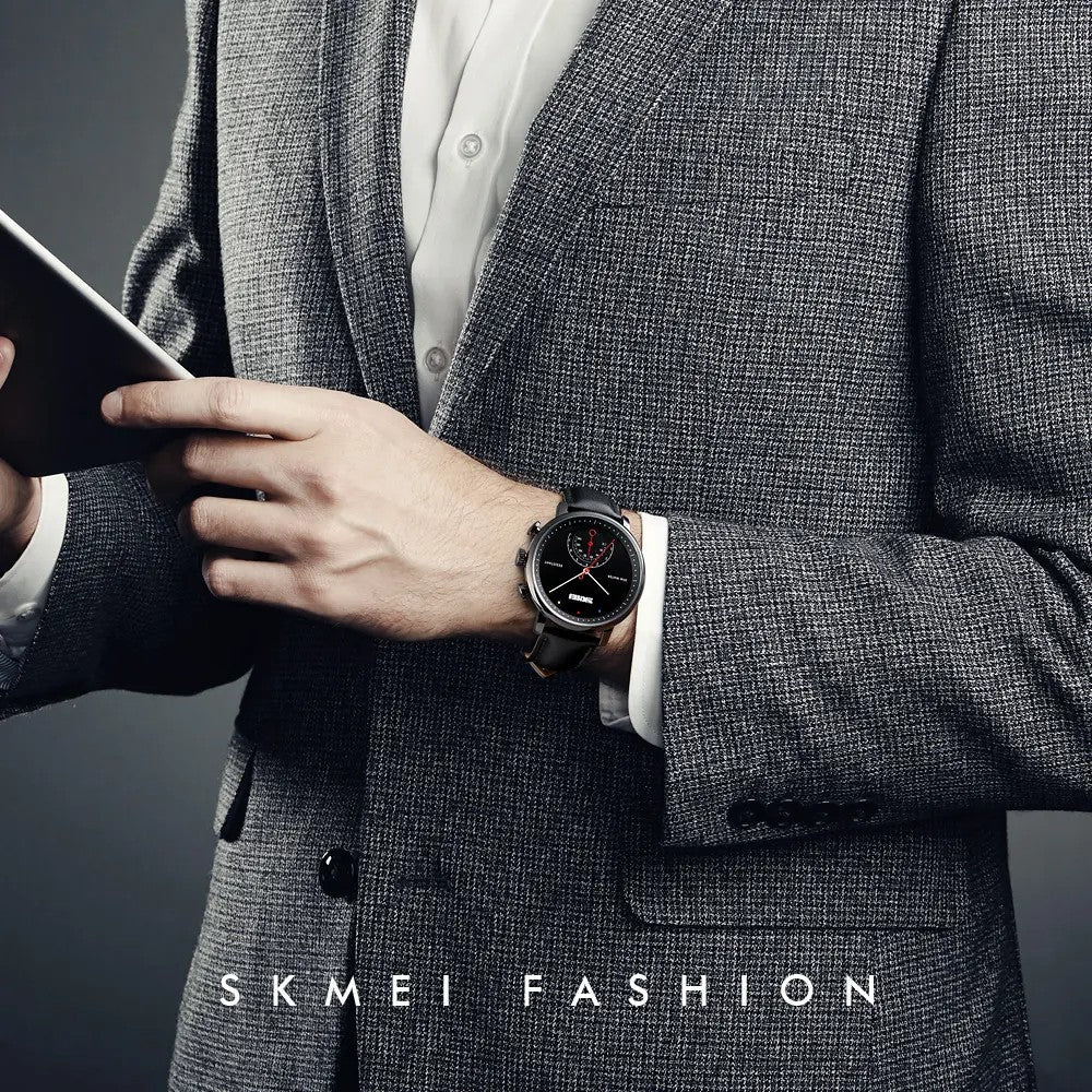 SKMEI 1399 Leather Strap Elegance Quartz Casual Men's Watch