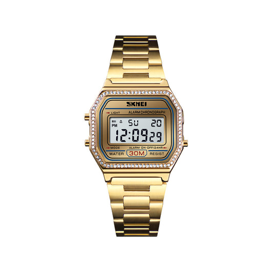 SKMEI 1474 Stainless Steel Digital Watch For Women-Gold