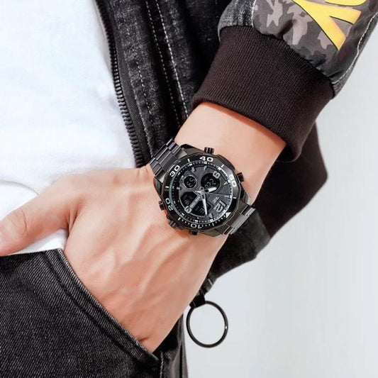 SKMEI 1649 Dual Movement Digital Analog Watch For Men-Black