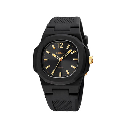 SKMEI 1717 Silicon Strap Analog Watch For Men-Black Gold