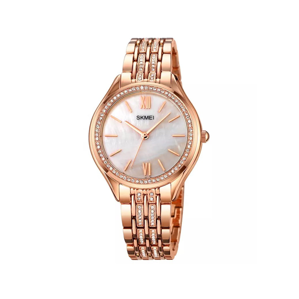 SKMEI 1970 Crystal Ladies Stainless Steel Strap Watch-Rose Gold