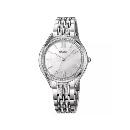 SKMEI 1970 Crystal Ladies Stainless Steel Strap Watch-Silver
