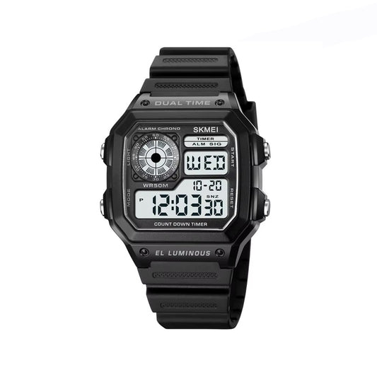 SKMEI 1998 Multifunction Retro Silicon Band Men’s Watch-Black