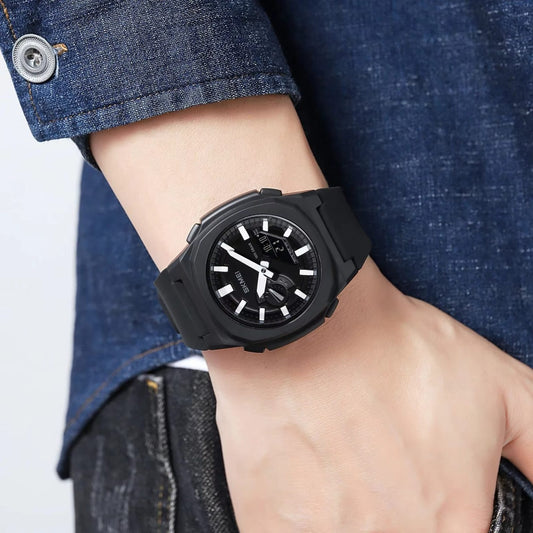 SKMEI 2091 Dual Time Digital Silicon Band Men’s Watch-Black