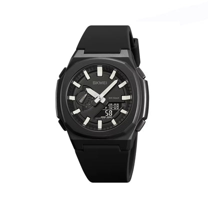 SKMEI 2091 Dual Time Digital Silicon Band Men’s Watch-Black