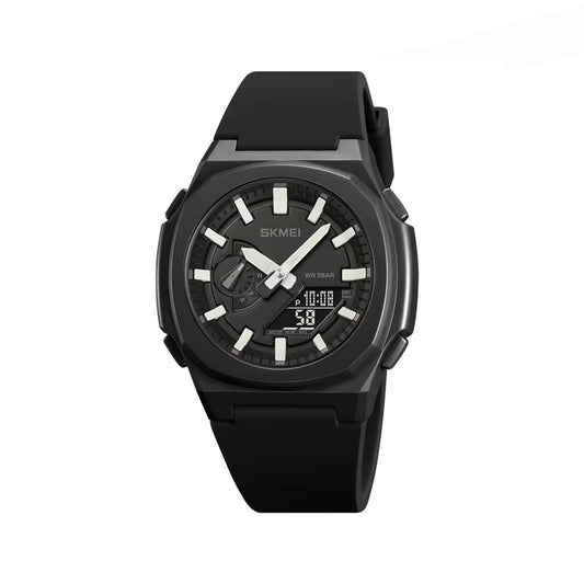 SKMEI 2091 Dual Time Digital Silicon Band Men’s Watch-Black