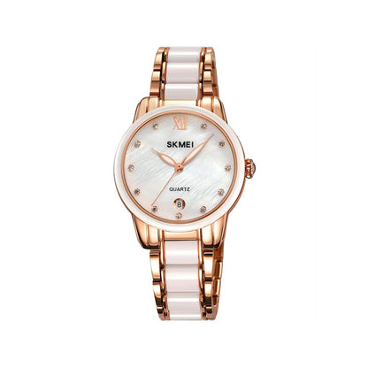 SKMEI 2175 CERAMIC LUXURY Fashion Ladies Watch-Rose Gold