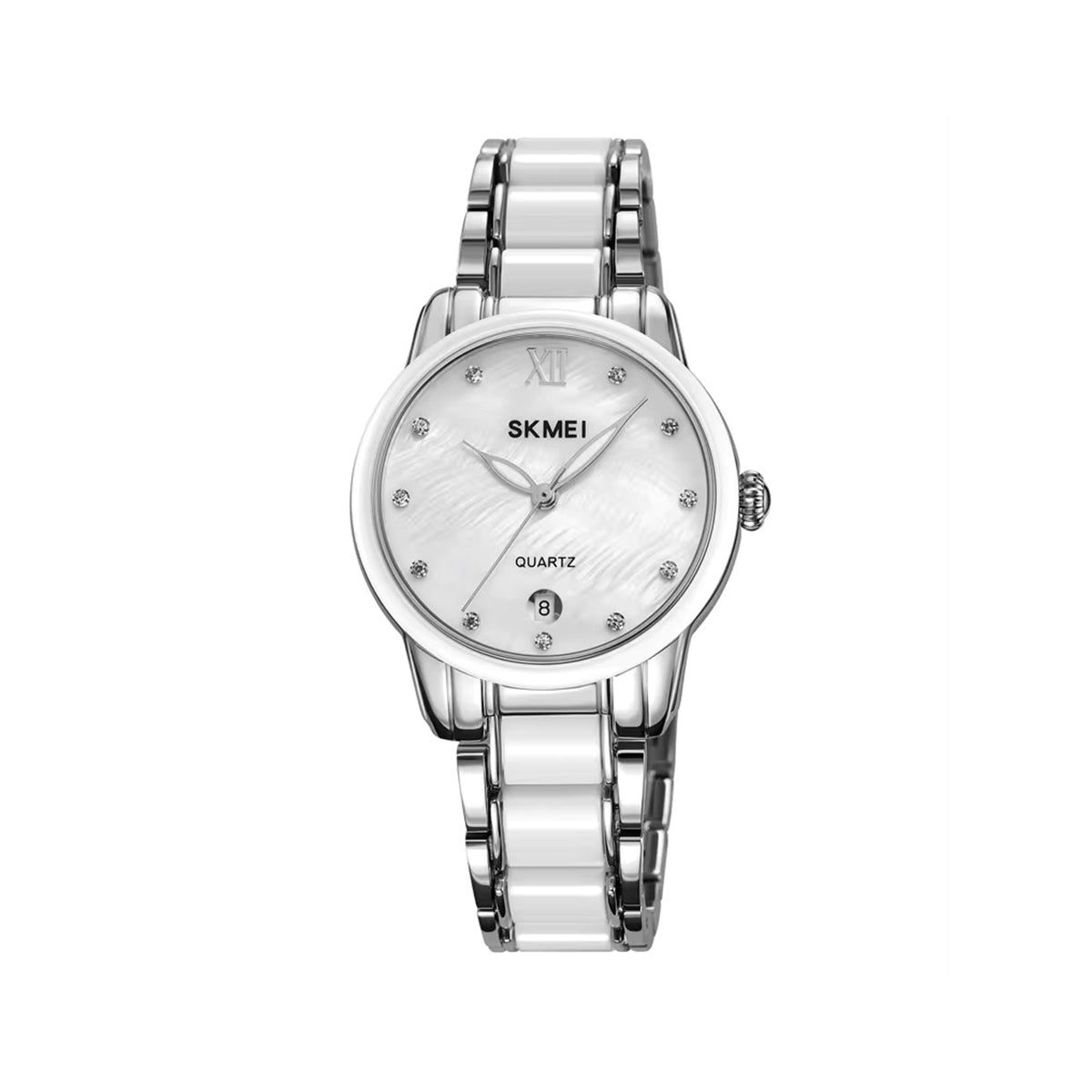 SKMEI 2175 CERAMIC LUXURY Fashion Ladies Watch-Silver