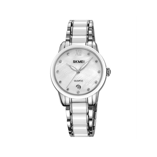 SKMEI 2175 CERAMIC LUXURY Fashion Ladies Watch-Silver