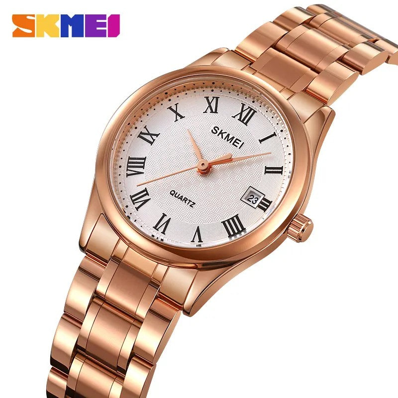 SKMEI 2178 Luxury Quartz Stainless Steel Rhinestone Ladies Watch-Rose Gold