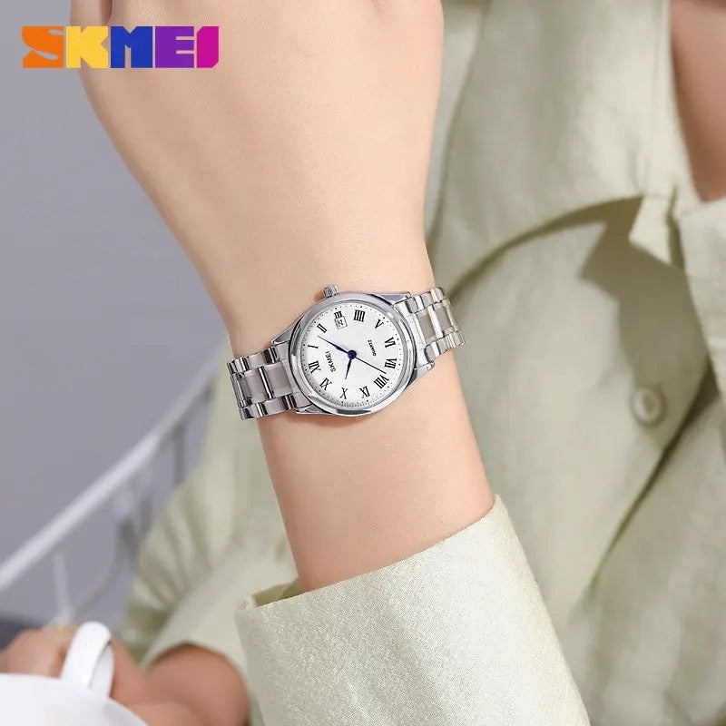 SKMEI 2178 Luxury Quartz Stainless Steel Rhinestone Ladies Watch-Silver