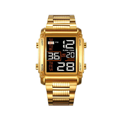 SKMEI 2206 Electronic Stainless Steel Fashion Men's Watch-Gold