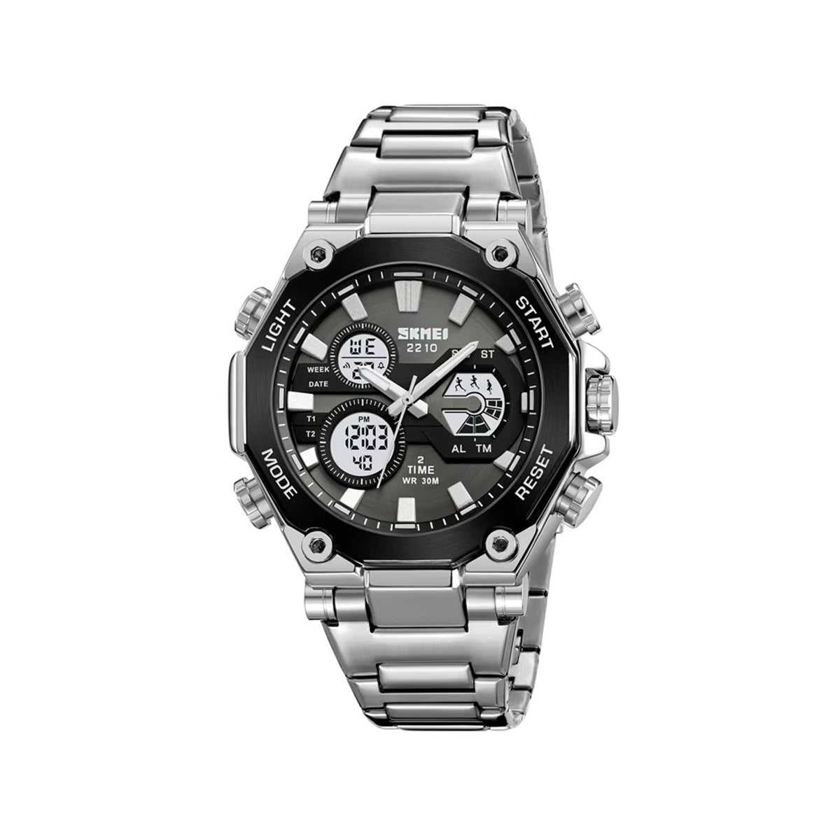 SKMEI 2210 Dual Time Digital Stainless Steel Men's Watch