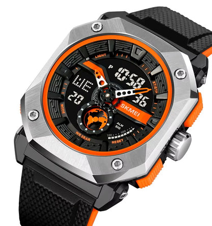 SKMEI 2272 Silicon Strap Sports Analog Digital Watch-Orange