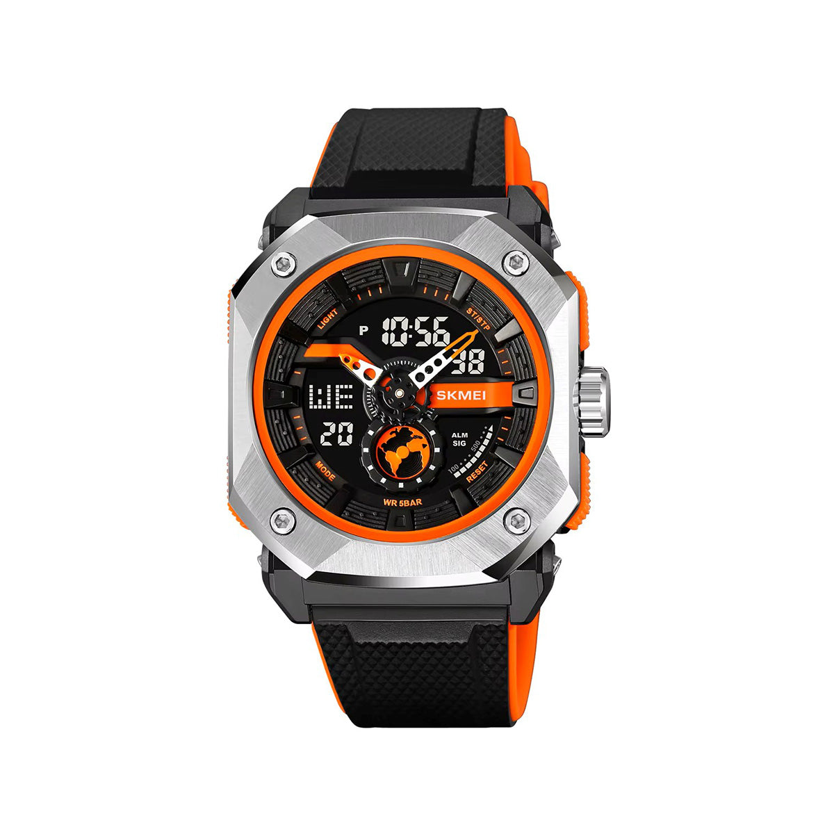 SKMEI 2272 Silicon Strap Sports Analog Digital Watch-Orange