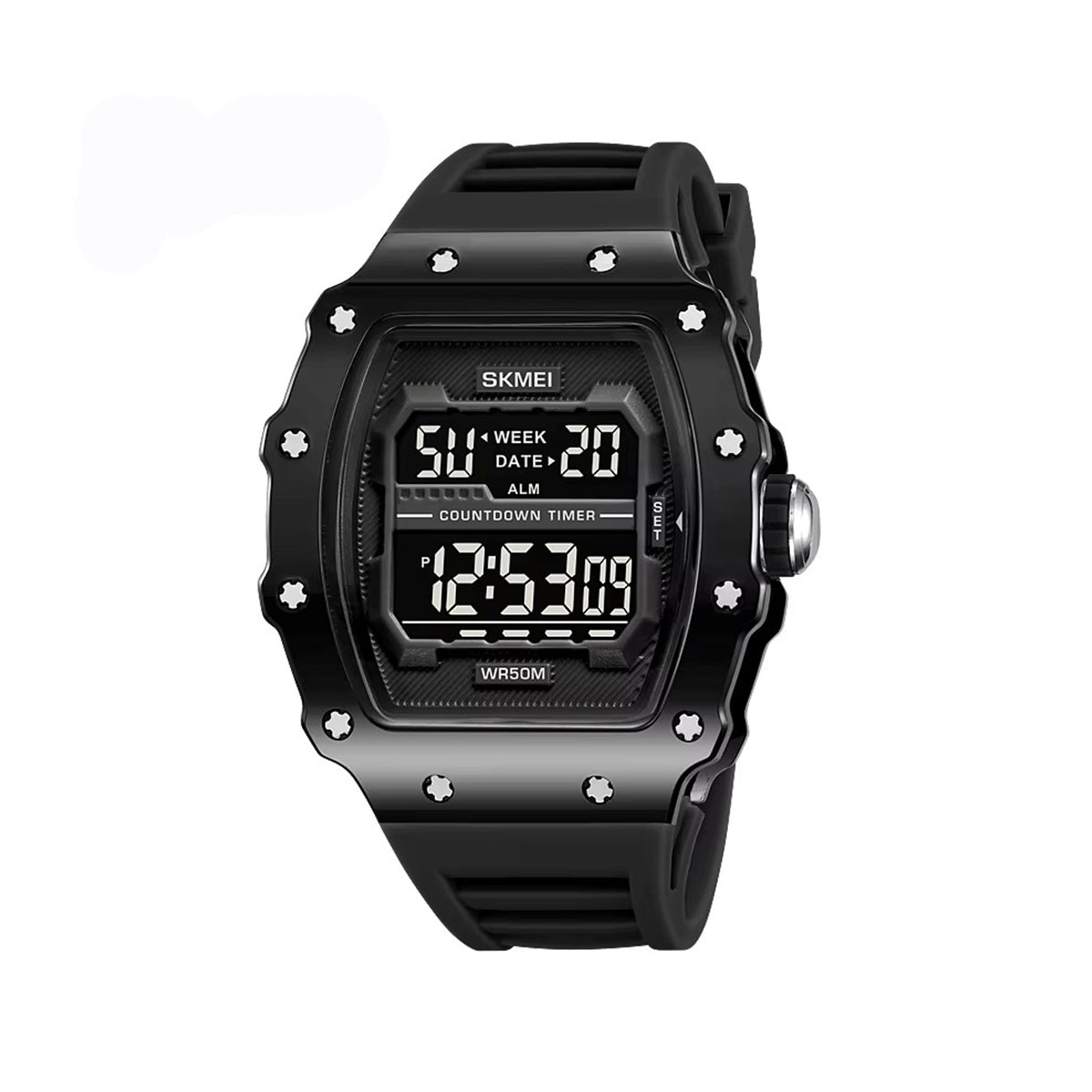 SKMEI 2296 New Colorful Sports Digital Silicone Strap Men's Watch-Black
