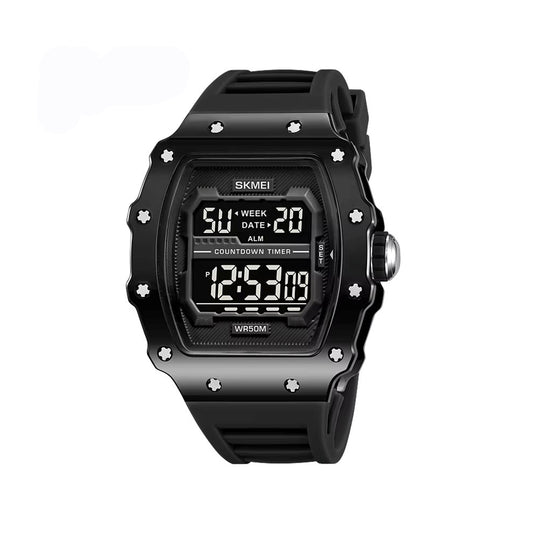 SKMEI 2296 New Colorful Sports Digital Silicone Strap Men's Watch-Black