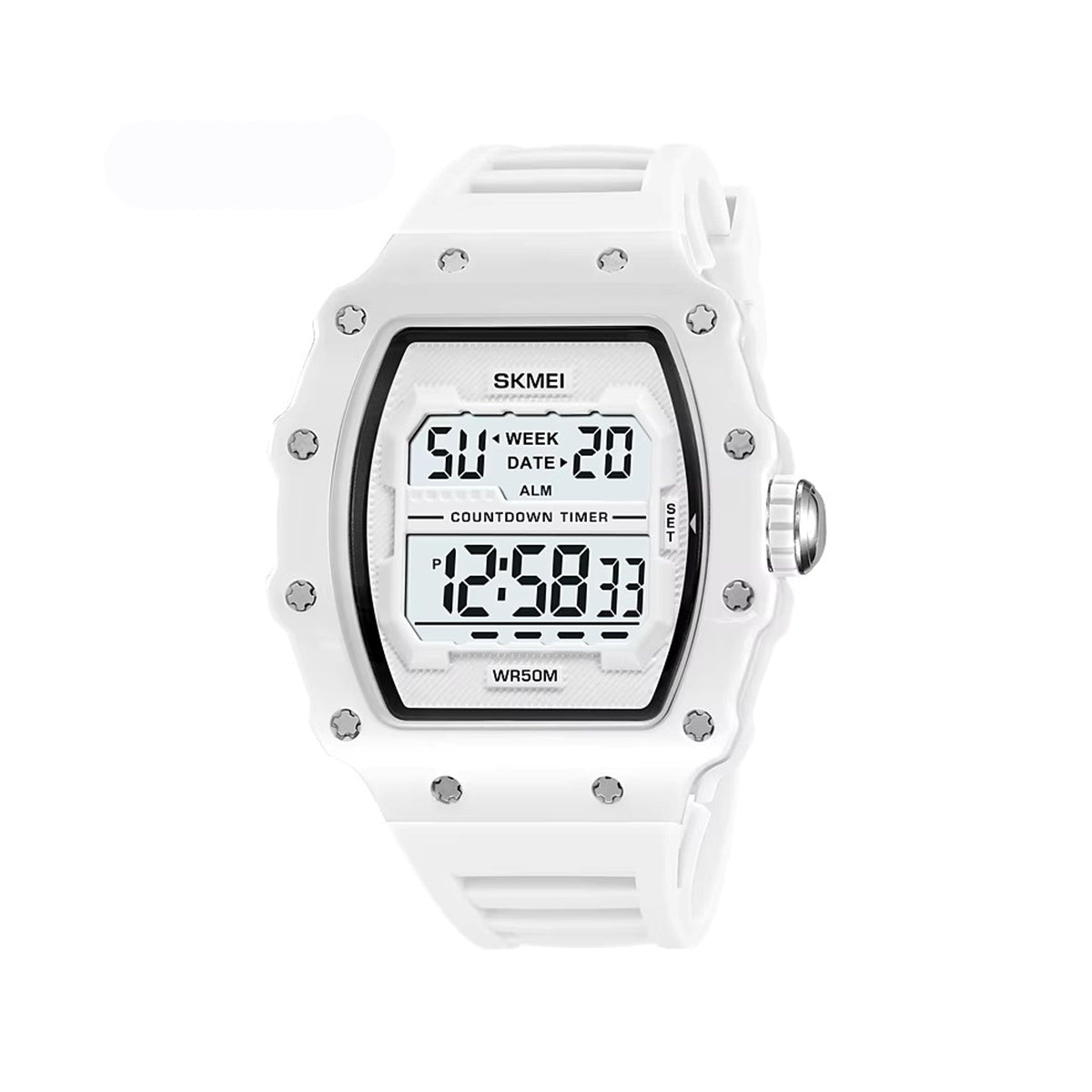 SKMEI 2296 New Colorful Sports Digital Silicone Strap Men's Watch-White