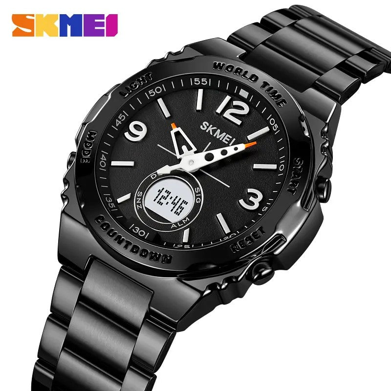 SKMEI 2310 Digital Analog Stainless Steel Watch for Men-Black