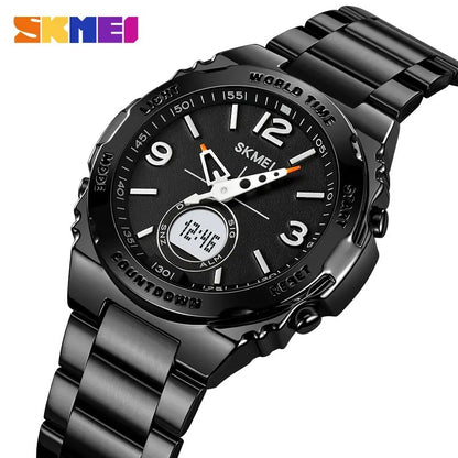 SKMEI 2310 Digital Analog Stainless Steel Watch for Men-Black