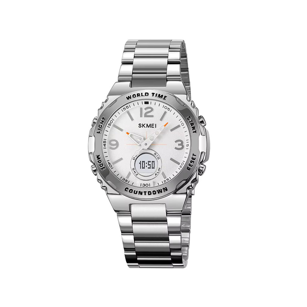 SKMEI 2310 Digital Analog Stainless Steel Watch for Men-Silver